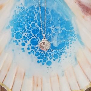 Silver Shell Necklace Beach Conch 925 Sterling Silver Clam Shell Necklace New